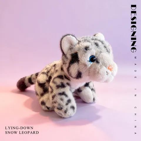 Simulación Acostado Leopardo de las Nieves Juguete de Peluche Animal de Peluche Muñeca Niños Almohada Calmante Regalo de Cumpleaños