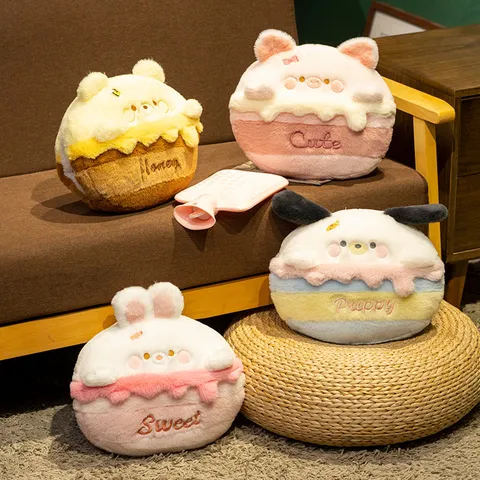 Scaldamani Invernale Cuscino in Peluche Cartone Animato Torta Animale Simpatico Peluche Morbido Cuscino Regalo per Ragazza