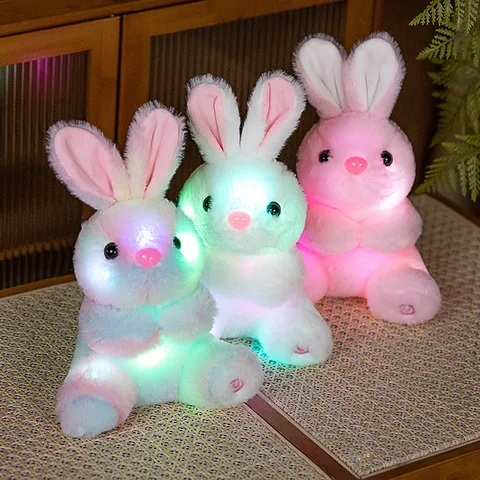 Glowing Rabbit Plush Toy Colorful LED Stuffed Animal Soft Cuddle Pillow Cute Animal Toy Perfect Gift For Kids