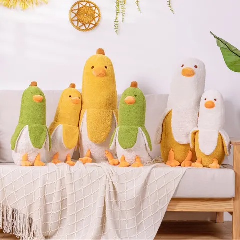 Simpatico Peluche Anatra Banana Giocattolo Stuffed Animale Morbido Cuscino Carino Cartone Animato Bambola Decorazione Casa Regalo Compleanno Per Ragazze Bambini