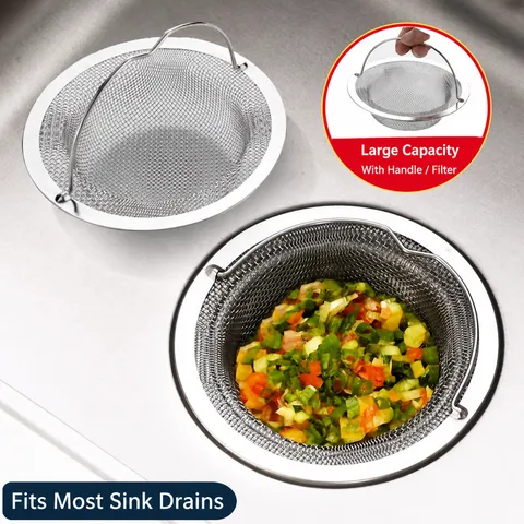 Stainless Steel Kitchen Sink Strainer Anti Clogging Drain Filter Basket With Handle Kitchen Sink Accessory
