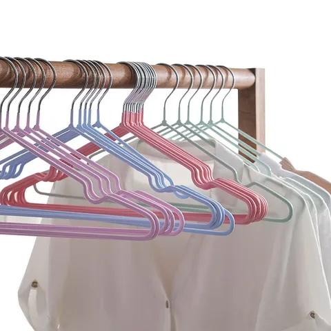 Duurzame Met Kunststof Beklede Metalen Kleerhangers Antislip Naadloos Droogbjel Voor Kledingkast Slaapzaal Thuis