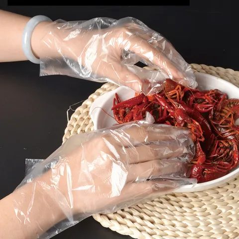Gants en Plastique PE Jetables Transparent Épaissi Gants de Qualité Alimentaire Pour Cuisine Cuisson Restauration