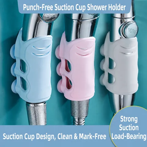 Punch Free Shower Head Holder Silicone Suction Cup Wall Mounted Adjustable Shower Wand Bracket Bathroom Accessories