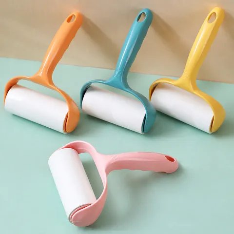 Portable Plastic Lint Roller For Clothes Pet Hair Remover Dust Brush With Tearable Sticky Paper Household Cleaning Tool