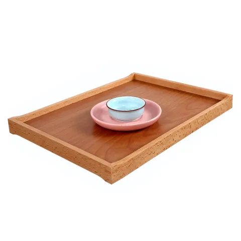 Plateau de Service Rectangulaire en Bois Assiette à Pain en Bois de Hêtre Vaisselle d'Hôtel Commerciale Plateau Alimentaire Décoratif pour Maison Cuisine