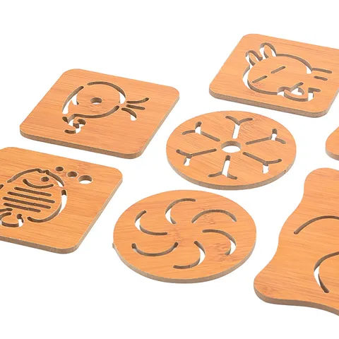 Wooden Cartoon Hollow Heat Insulation Pad Kitchen Table Mat Pot Coaster Tea Cup Bowl Mat New Chinese Style Home Decor
