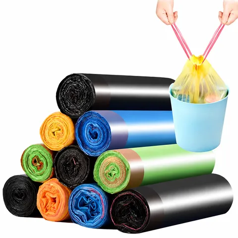 Heavy Duty Drawstring Garbage Bags Disposable Thickened Plastic Trash Bags For Kitchen Home Cleaning