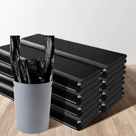 Bolsas de Basura Negras Estilo Chaleco Endurecidas Bolsas de Basura de Cocina Resistentes Bolsas de Residuos Plásticas Duraderas