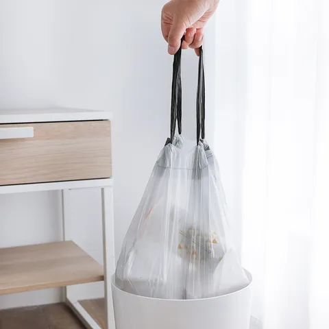 Heavy Duty Drawstring Garbage Bags Disposable Thickened Plastic Trash Bags For Kitchen Home Cleaning