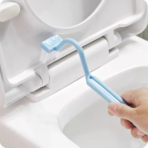 Long Handle Toilet Brush V Shaped Plastic Bathroom Corner Cleaning Brush Curved Toilet Inner Rim Cleaner Home Bathroom Tool