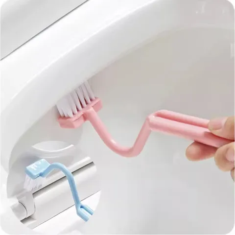 Japanese Style S Shaped Toilet Brush Plastic Deep Cleaning Brush Curved Handle Bathroom Dead Corner Cleaning Tool