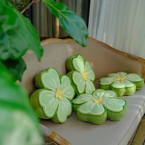 Lente Gelukkige Vierbladig Klaver Pluche Kussen Dekentje Kussen Leuke Plant Gevuld Speelgoed Huisdecoratie Cadeau