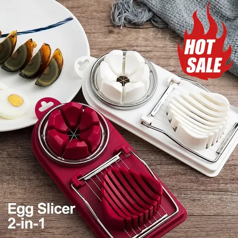 Multifunctional Egg Slicer Stainless Steel Wire 2-in-1 Egg Cutter Kitchen Tool For Boiling Eggs Fruit Vegetables Cooking Home