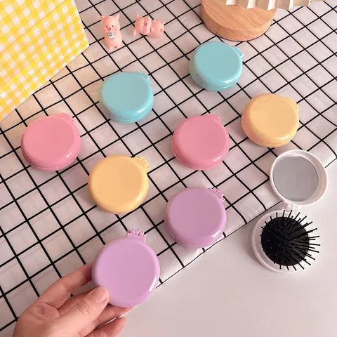 Portable Folding Air Cushion Comb With Mirror Nordic Plastic Travel Hair Massage Brush Hair Styling Tool