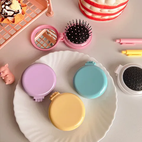 Portable Folding Air Cushion Comb With Mirror Nordic Plastic Travel Hair Massage Brush Hair Styling Tool
