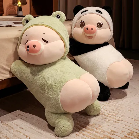 Cerdo De Dibujos Animados Transformado En Panda Y Rana Juguete De Peluche Lindo Muñeco De Animal Relleno Suave Almohada Para Dormir Regalo De Niñas