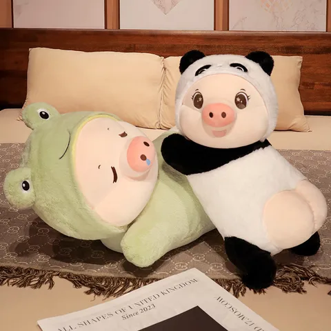 Cerdo De Dibujos Animados Transformado En Panda Y Rana Juguete De Peluche Lindo Muñeco De Animal Relleno Suave Almohada Para Dormir Regalo De Niñas