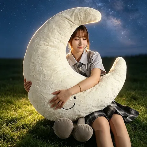 Ins Cute Moon Sun Plush Toy Stuffed Animal Comfortable Bed Pillow Room Decor Girl Gift