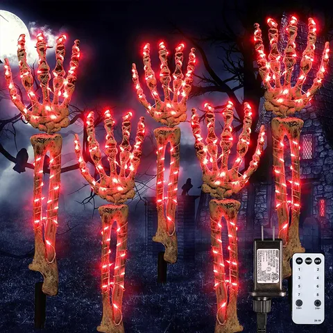 Halloween Λαμπερά Χέρια Σκελετού Διακόσμηση Αυλής Υπαίθρια Αδιάβροχα Φώτα LED Σκελετού για Διακόσμηση Πάρτι
