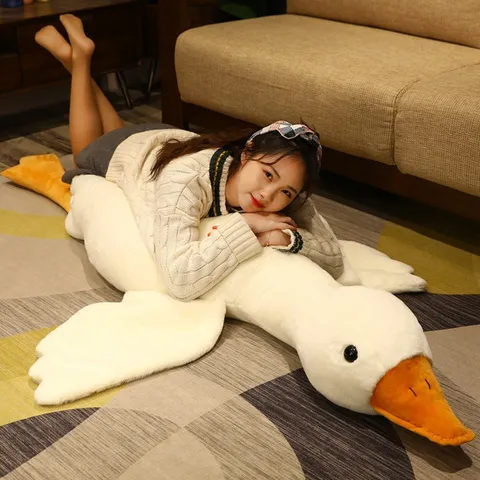 Grande Peluche Oca Bianca Gigante Carino Animale Bambola Imbottita Morbido Cuscino Decorazione Casa Cuscino Compagno Regalo