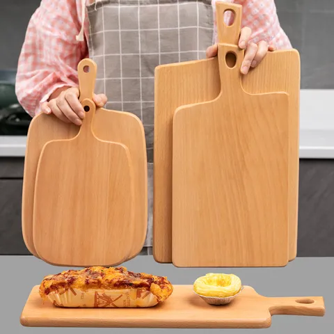 Natural Beech Wood Cutting Board Kitchen Chopping Block Bread And Fruit Board For Household Cooking And Food Preparation