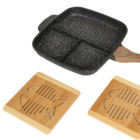 Natürliches Bambus Hohl Tischset Quadratisches Fisch Design Wärmeisolierungsmatte Tischdekoration Küche Essgeschirr