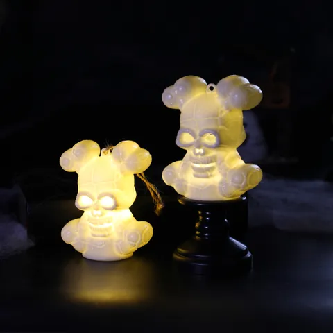 Halloween Κρανίο LED Φωτάκι Νυκτός Τρόμου Σκελετός Ηλεκτρονικό Κερί Θερμή Κίτρινη Λάμψη Στοιχειωμένο Σπίτι Διακόσμηση Πάρτι