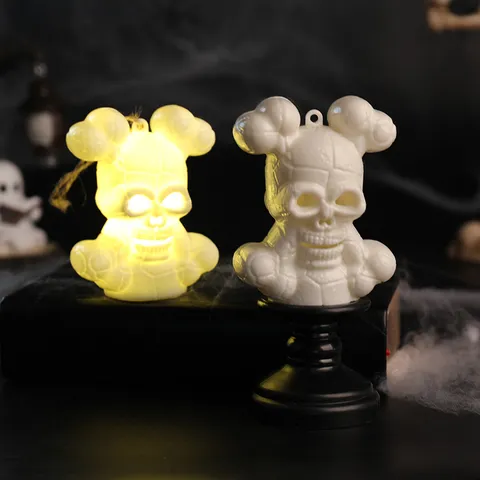 Halloween Κρανίο LED Φωτάκι Νυκτός Τρόμου Σκελετός Ηλεκτρονικό Κερί Θερμή Κίτρινη Λάμψη Στοιχειωμένο Σπίτι Διακόσμηση Πάρτι