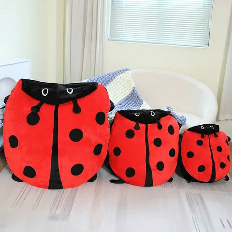 Cute Beetle Plush Toy Ladybug Stuffed Animal Pillow Soft Wearable Cartoon Lazy Sofa Cushion Cute Home Decor Gift
