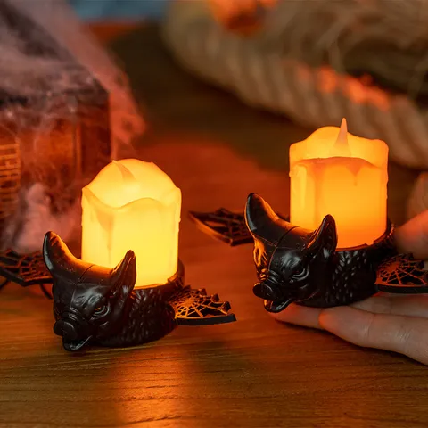 Halloween LED Bat Candle Light Spooky Bat Wings Flameless Tea Light For Bar Secret Room Desktop Decor Festive Atmosphere Lamp