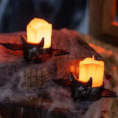 Halloween LED Bat Candle Light Spooky Bat Wings Flameless Tea Light For Bar Secret Room Desktop Decor Festive Atmosphere Lamp