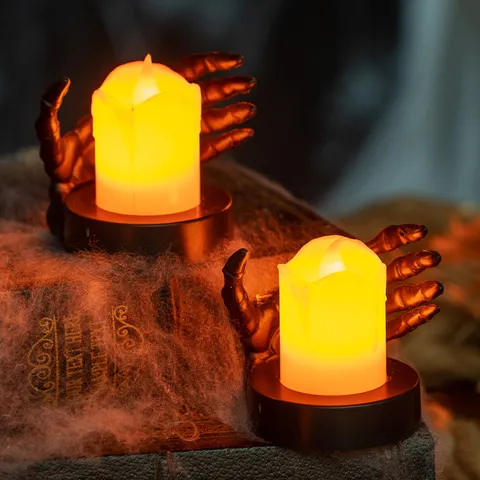 Halloween Skeleton Hand LED Candle Light Electronic Tealight Ghost Festival Party Decor Prop Haunted House Atmosphere Lamp