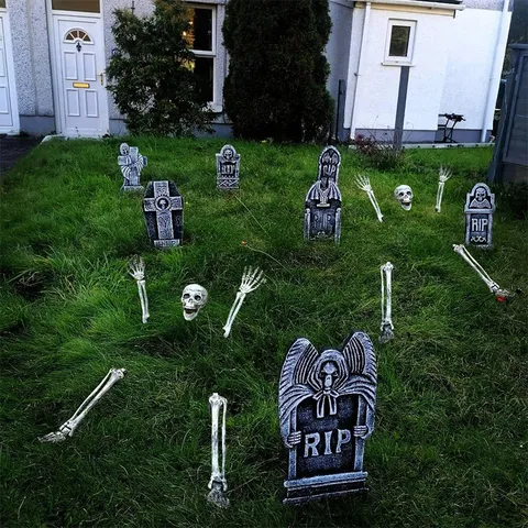 Halloween Realistic Skeleton Stakes 5 Pcs Set Outdoor Yard Lawn Garden Prop Distressed Bone Decoration For Party Ornament
