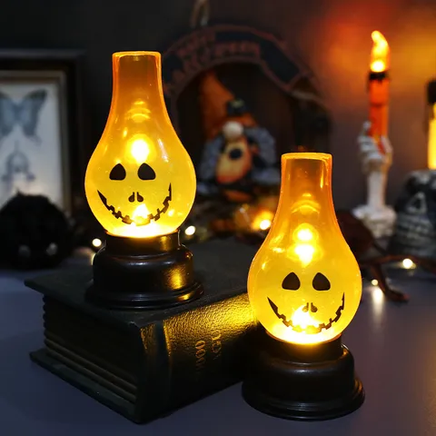 Διακοσμητικό Φανάρι Κολοκύθας Απόκριες LED Vintage Λάμπα Λαδιού για Διακόσμηση Μπαρ Στοιχειωμένο Σπίτι Νυχτερινό Φως Θερμό Κίτρινο