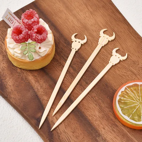 Wegwerp Bamboe Vruchtenvorken Schattige Cartoon Dier Fruitprikkers Dessert Taart Feest Decoratieve Spiesjes
