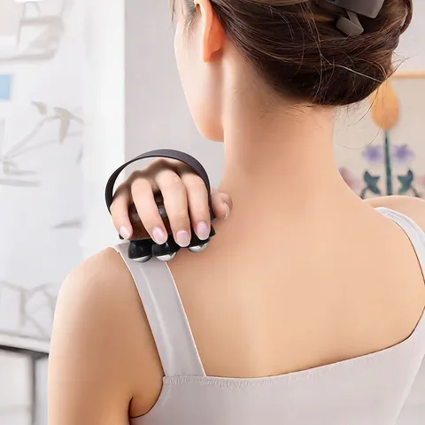 Hölzerne Handgehaltene Meridian Massagebürste Mit Sieben Rollenden Metallkugeln Für Körper Rücken Und Bauch Entspannung