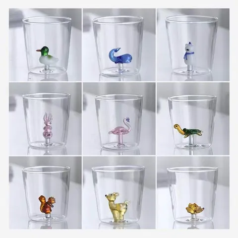 Süßes 3D Tier Hitzebeständiges Borosilikatglas Wasserbecher Cartoon Milch Frühstück Trinkglas