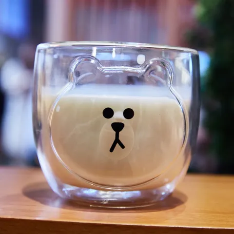 Süße Cartoon Doppelwandige Glas Tasse Hitzebeständig Borosilikat Wasser Tasse Shiba Inu Bär Kaninchen Klares Glas Becher