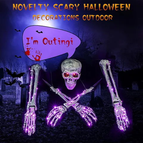 Halloween Leuchtender Totenkopf Dekoration LED Skelett Mit Fernbedienung Acht Modi Gruselige Draußen Garten Requisiten
