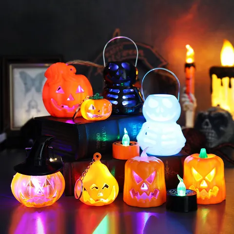 Διακόσμηση Κολοκύθας Halloween LED Ηλεκτρονικό Κερί Φως Φορητή Λάμπα Σκελετού Νυχτερινό Φως Σκηνικά Ατμόσφαιρας Πάρτι