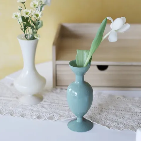Nordisch Vintage Morandi Farbe Glas Vase Kreative Desktop Blumenarrangement Behälter Heimdekoration Ästhetische Blumenvase