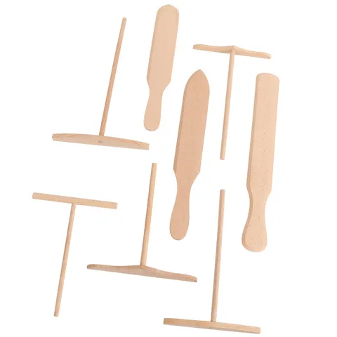 Wooden Pancake Rake T-Shaped Crepe Spreader Wooden Kitchen Gadget Pancake Batter Spreading Tool Baking Cooking Tool Set
