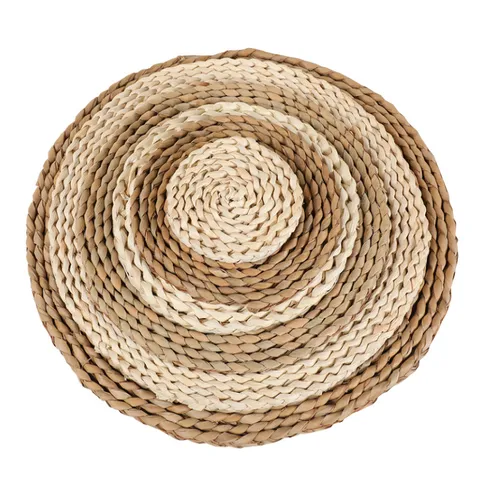 Round Straw Woven Place Mat Natural Corn Husk Cattail Heat Insulation Pad Kitchen Tableware Bowl Casserole Coaster