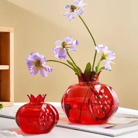 Kreative Minimalistische Moderne Japanische Handgemachte Granatapfel Glas Vase Desktop Hydrokultur Frische Blumen Vase Heimdekoration
