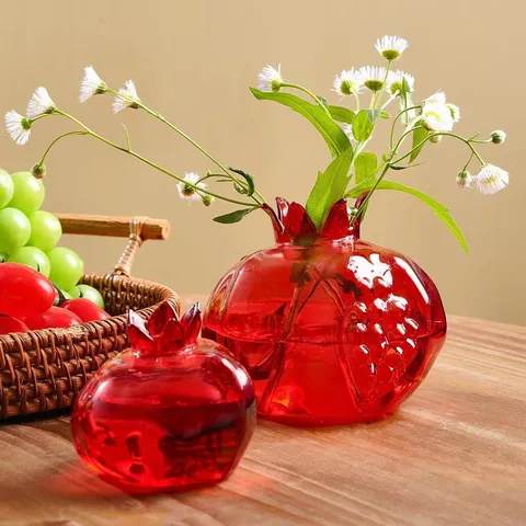Kreative Minimalistische Moderne Japanische Handgemachte Granatapfel Glas Vase Desktop Hydrokultur Frische Blumen Vase Heimdekoration
