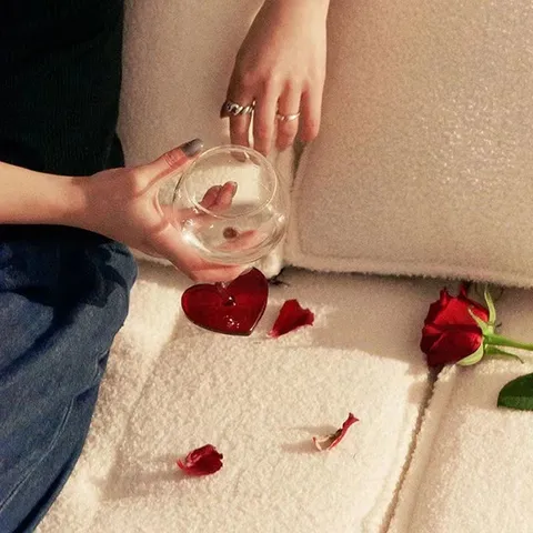 Creatief Borosilicaatglas Rode Wijn Glas Met Hartvormige Basis Roze Steel Romantische Kelk Voor Bruiloft Feest Thuis