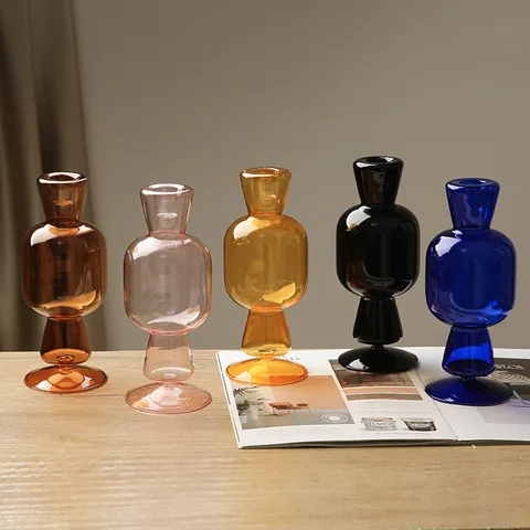 Kreativer Minimalistischer Glas Kerzenhalter Vase Geometrische Kunst Tischdekoration Für Wohnzimmer Esstisch Heimdekoration