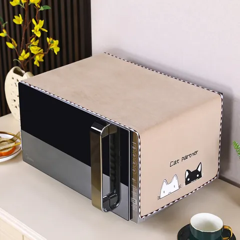 Cute Cat Microwave Oven Dust Cover Velvet Dustproof Protector Home Kitchen Appliance Cover