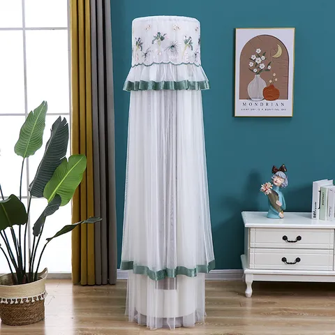 Cylindrical Vertical Air Conditioner Dust Cover Lace Embroidered Home Living Room Floor Standing AC Cover Protector